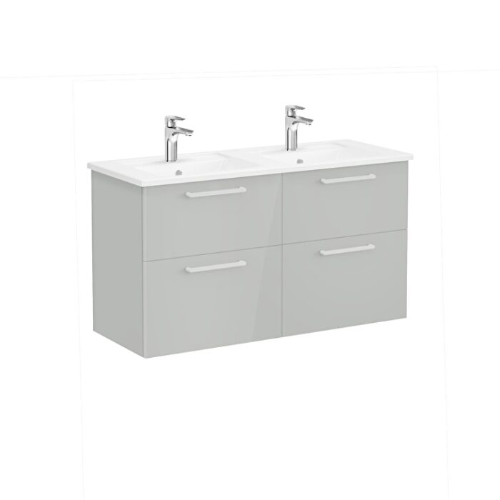 VitrA Root Flat Lavabo Dolabı, 120 cm, Dört Çekmeceli, Köşeli Lavabo, Parlak İnci Grisi - Görsel 2