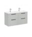 VitrA Root Flat Lavabo Dolabı, 120 cm, Dört Çekmeceli, Yuvarlak Lavabo, Parlak İnci Grisi - 66287 - Banyo Alt Modülleri