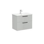 VitrA Root Flat Lavabo Dolabı, 80 cm, İki Çekmeceli, Köşeli Lavabo, Parlak İnci Grisi - 66310 - Banyo Alt Modülleri - 1