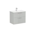 VitrA Root Flat Lavabo Dolabı, 80 cm, İki Çekmeceli, Köşeli Lavabo, Parlak İnci Grisi - 66310 - Banyo Alt Modülleri