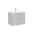 VitrA Root Flat Lavabo Dolabı, 80 cm, İki Çekmeceli, Köşeli Lavabo, Parlak İnci Grisi - 66310 - Banyo Alt Modülleri