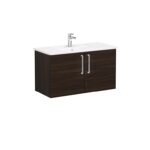 VitrA Root Flat Lavabo Dolabı, 100 cm, İki Kapaklı, Köşeli Lavabo, Ceviz - Görsel 5