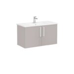 VitrA Root Flat Lavabo Dolabı, 100 cm, İki Kapaklı, Köşeli Lavabo, Parlak Sahra Beji - Görsel 3