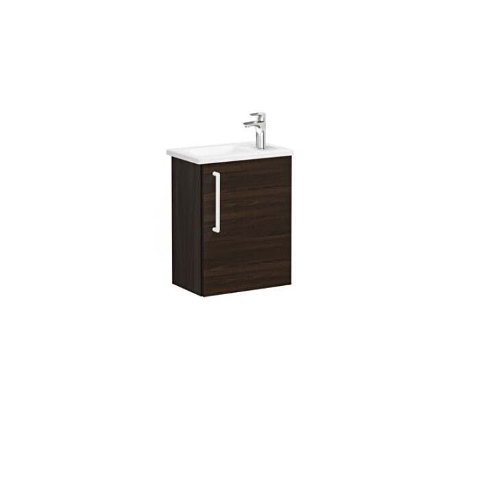 VitrA Root Flat Lavabo Dolabı, 45 cm, Bir Kapaklı, Dar, Köşeli Lavabo, Ceviz, Sağ - Görsel 2