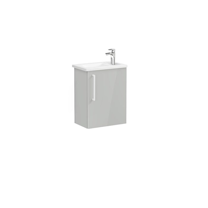 VitrA Root Flat Lavabo Dolabı, 45 cm, Bir Kapaklı, Dar, Köşeli Lavabo, Parlak İnci Grisi, Sağ - Görsel 2