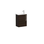 VitrA Root Flat Lavabo Dolabı, 45 cm, Bir Kapaklı, Dar, Köşeli Lavabo, Ceviz, Sol