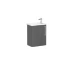 VitrA Root Flat Lavabo Dolabı, 45 cm, Bir Kapaklı, Dar, Köşeli Lavabo, Parlak Antrasit, Sol - Görsel 2