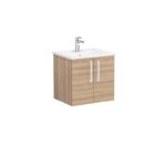 VitrA Root Flat Lavabo Dolabı, 60 cm, İki Kapaklı, Köşeli Lavabo, Doğal Meşe - 66350 - Banyo Alt Modülleri - 1