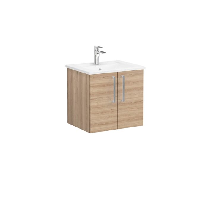 VitrA Root Flat Lavabo Dolabı, 60 cm, İki Kapaklı, Köşeli Lavabo, Doğal Meşe - 66350 - Banyo Alt Modülleri - 2