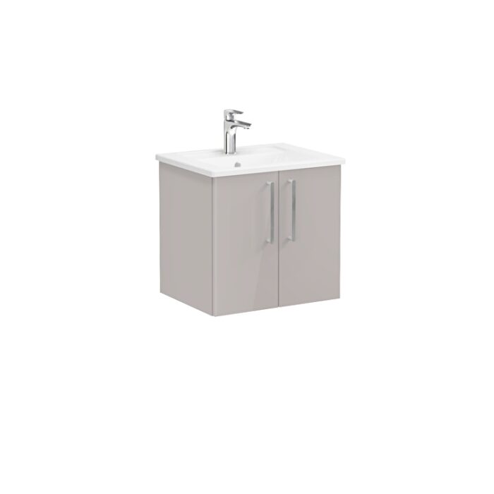 VitrA Root Flat Lavabo Dolabı, 60 cm, İki Kapaklı, Köşeli Lavabo, Parlak Sahra Beji - Görsel 5