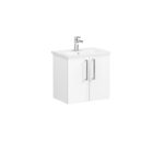 VitrA Root Flat Lavabo Dolabı, 60 cm, İki Kapaklı, Dar, Yuvarlak Lavabo, Parlak Beyaz