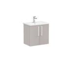 VitrA Root Flat Lavabo Dolabı, 60 cm, İki Kapaklı, Dar, Yuvarlak Lavabo, Parlak Sahra Beji - 66369 - Banyo Alt Modülleri