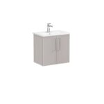 VitrA Root Flat Lavabo Dolabı, 60 cm, İki Kapaklı, Dar, Yuvarlak Lavabo, Parlak Sahra Beji - 66369 - Banyo Alt Modülleri - 1