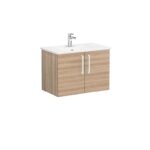VitrA Root Flat Lavabo Dolabı, 80 cm, İki Kapaklı, Köşeli Lavabo, Doğal Meşe - 66386 - Banyo Alt Modülleri - 1
