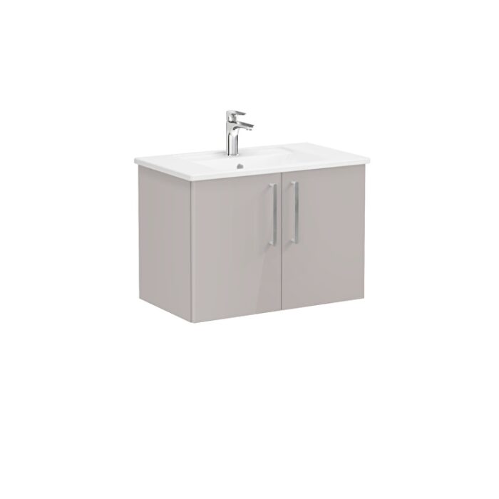VitrA Root Flat Lavabo Dolabı, 80 cm, İki Kapaklı, Köşeli Lavabo, Parlak Sahra Beji - Görsel 2