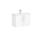 VitrA Root Flat Lavabo Dolabı, 60 cm, İki Çekmeceli, Köşeli Lavabo, Parlak Antrasit - 66292 - Banyo Alt Modülleri - 3
