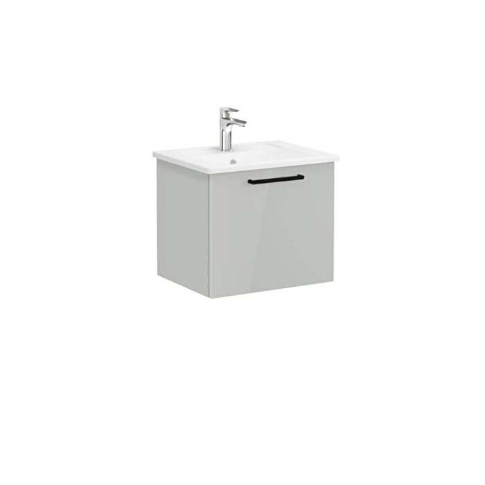 VitrA Root Flat Lavabo Dolabı, 60 cm, Bir Çekmeceli, Köşeli Lavabo, Parlak İnci Grisi - Görsel 2