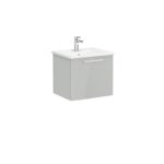 VitrA Root Flat Lavabo Dolabı, 60 cm, Bir Çekmeceli, Köşeli Lavabo, Parlak İnci Grisi