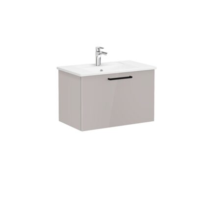 VitrA Root Flat Lavabo Dolabı, 80 cm, Bir Çekmeceli, Köşeli Lavabo, Parlak Sahra Beji