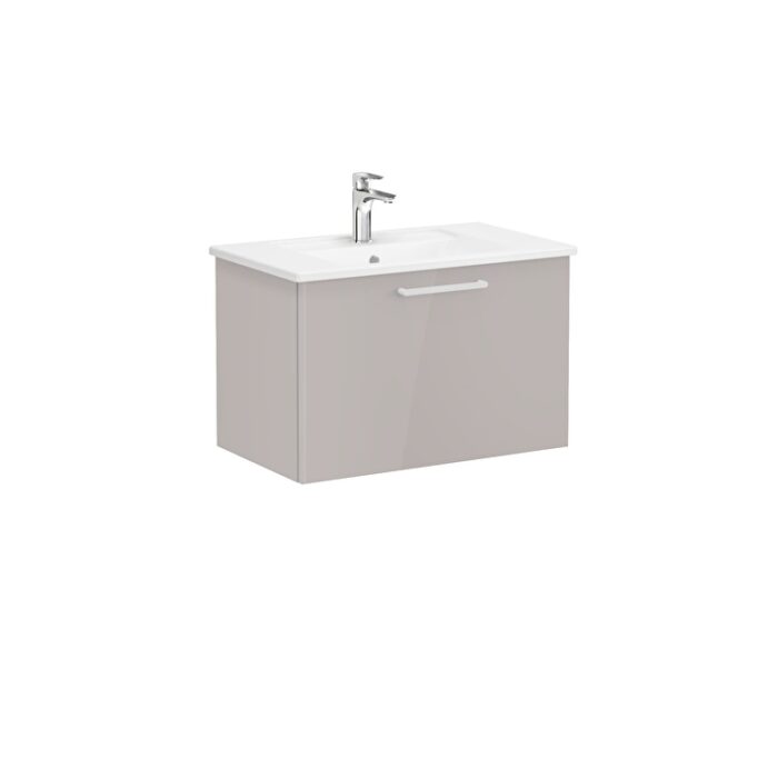 VitrA Root Flat Lavabo Dolabı, 80 cm, Bir Çekmeceli, Köşeli Lavabo, Parlak Sahra Beji - Görsel 2