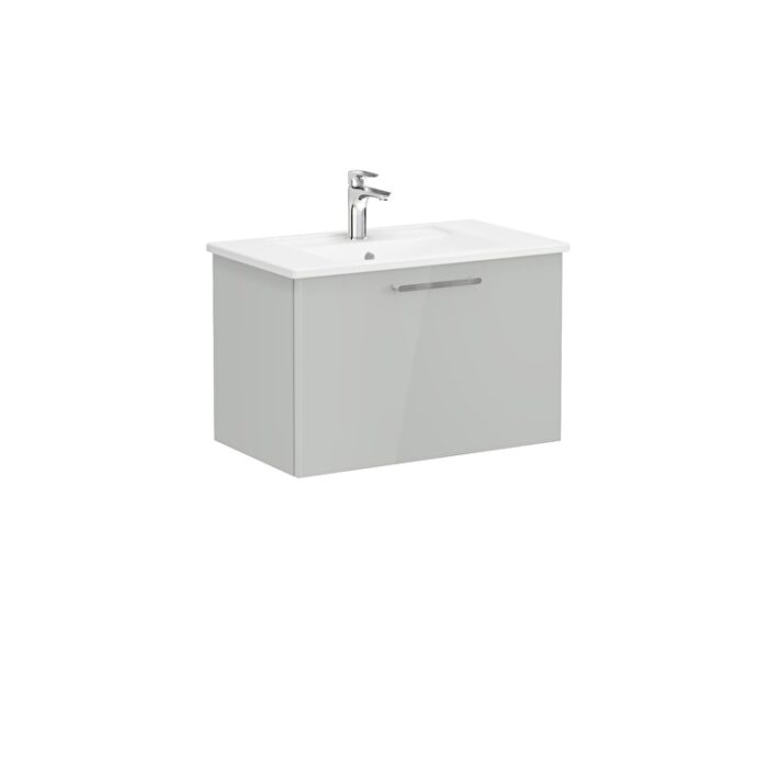 VitrA Root Flat Lavabo Dolabı, 80 cm, Bir Çekmeceli, Köşeli Lavabo, Parlak İnci Grisi - Görsel 2