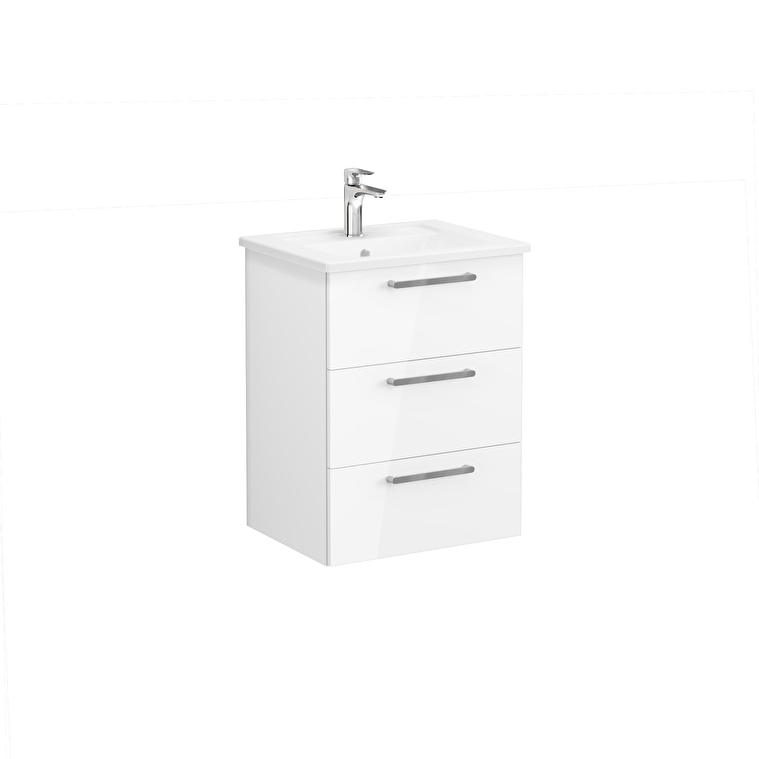 VitrA Root Groove Lavabo Dolabı, 100 cm, İki Kapaklı, Yuvarlak Lavabo, Mat Açık Gri