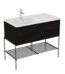 VitrA Equal Lavabo Dolabı, 100 cm, Bir Çekmeceli, Asimetrik Beyaz Lavabolu, Metal Ayaklı, Karaağaç - 66523 - Banyo Alt Modülleri