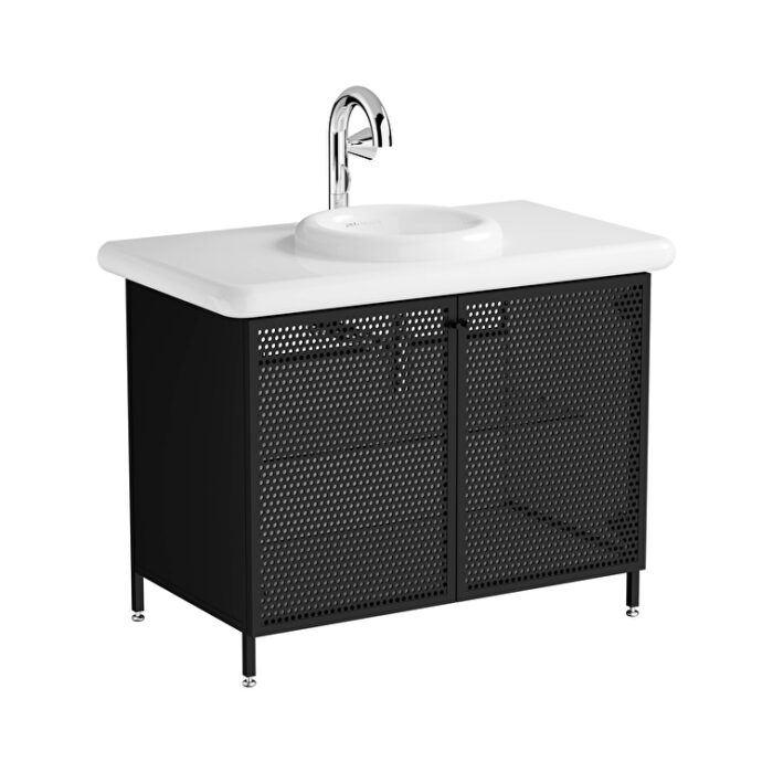 VitrA Liquid Lavabo Dolabı, 100 cm, Metal Kapaklı , Ayaklı - 66742 - Banyo Alt Modülleri - 2