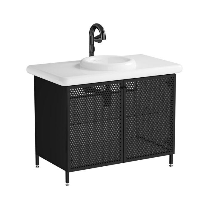 VitrA Liquid Lavabo Dolabı, 100 cm, Metal Kapaklı , Ayaklı - 66742 - Banyo Alt Modülleri - 4
