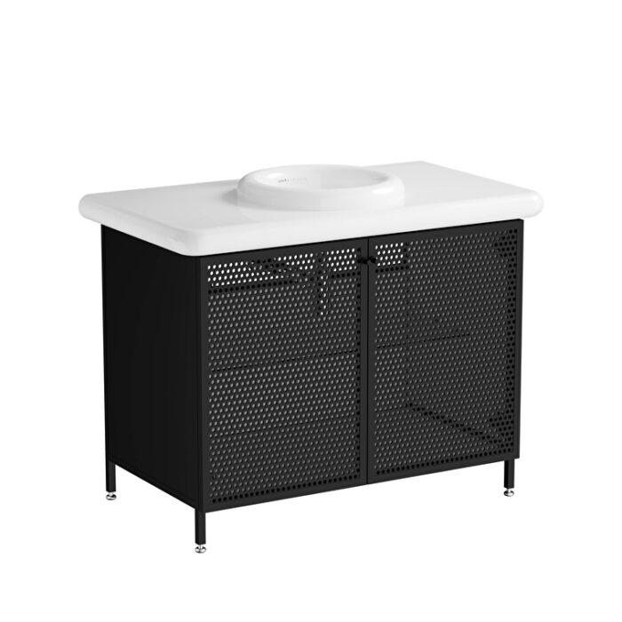 VitrA Liquid Lavabo Dolabı, 100 cm, Metal Kapaklı , Ayaklı - 66742 - Banyo Alt Modülleri - 5