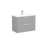 VitrA Root Classic Lavabo Dolabı, 60 cm, İki Kapaklı, Dar, Yuvarlak Lavabo, Mat Fiyord Yeşili - 68641 - Banyo Alt Modülleri