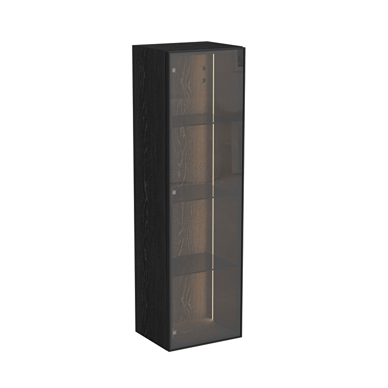 VitrA Metropole Edge Boy Dolabı, 35 cm, Cam Kapaklı, Kısa, Siyah Meşe, Sol - 67199 - Boy Dolaplar