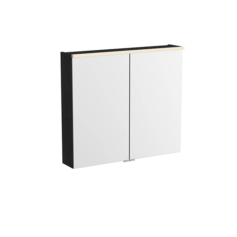 VitrA Metropole Edge Dolaplı Ayna, 80 cm, Aydınlatmalı, Siyah Meşe - 67203 - Banyo Üst Modülleri