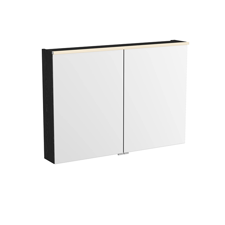 VitrA Metropole Edge Dolaplı Ayna, 100 cm, Aydınlatmalı, Siyah Meşe - 67204 - Banyo Üst Modülleri