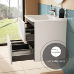 VitrA Metropole Pure Lavabo Dolabı, 60 cm, İki Çekmeceli, Etajerli Lavabolu, Mat Açık Gri - Görsel 3