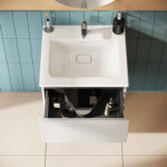 VitrA Metropole Pure Lavabo Dolabı, 60 cm, İki Çekmeceli, Etajerli Lavabolu, Mat Açık Gri - Görsel 6