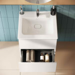 VitrA Metropole Pure Lavabo Dolabı, 60 cm, İki Çekmeceli, Etajerli Lavabolu, Mat Açık Gri - Görsel 8