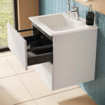 VitrA Metropole Pure Lavabo Dolabı, 60 cm, İki Çekmeceli, Etajerli Lavabolu, Mat Açık Gri - Görsel 11