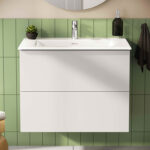 VitrA Metropole Pure Lavabo Dolabı, 80 cm, İki Çekmeceli, Etajerli Lavabolu, Mat Açık Gri - Görsel 5