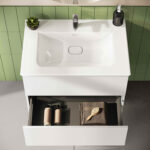 VitrA Metropole Pure Lavabo Dolabı, 80 cm, İki Çekmeceli, Etajerli Lavabolu, Mat Açık Gri - Görsel 8