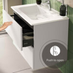 VitrA Metropole Pure Lavabo Dolabı, 80 cm, İki Çekmeceli, Etajerli Lavabolu, Mat Açık Gri - Görsel 11
