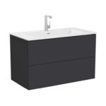 VitrA Metropole Pure Lavabo Dolabı, 100 cm, İki Çekmeceli, Etajerli Lavabolu, Mat Grafit