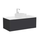 VitrA Metropole Pure Lavabo Dolabı, 100 cm, Bir Çekmeceli, Çanak Lavabo Ve Seramik Tezgahlı, Mat Grafit