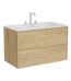 VitrA Metropole Edge Lavabo Dolabı, 100 cm, İki Çekmeceli, Etajerli Lavabolu, Üç Armatür Delikli, Açık Meşe - 67456 - Banyo Alt Modülleri