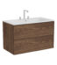 VitrA Metropole Edge Lavabo Dolabı, 100 cm, İki Çekmeceli, Etajerli Lavabolu, Üç Armatür Delikli, Ceviz - 67458 - Banyo Alt Modülleri
