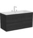 VitrA Metropole Edge Lavabo Dolabı, 120 cm, İki Çekmeceli, Etajerli Lavabolu, Üç Armatür Delikli, Siyah Meşe - 67463 - Banyo Alt Modülleri