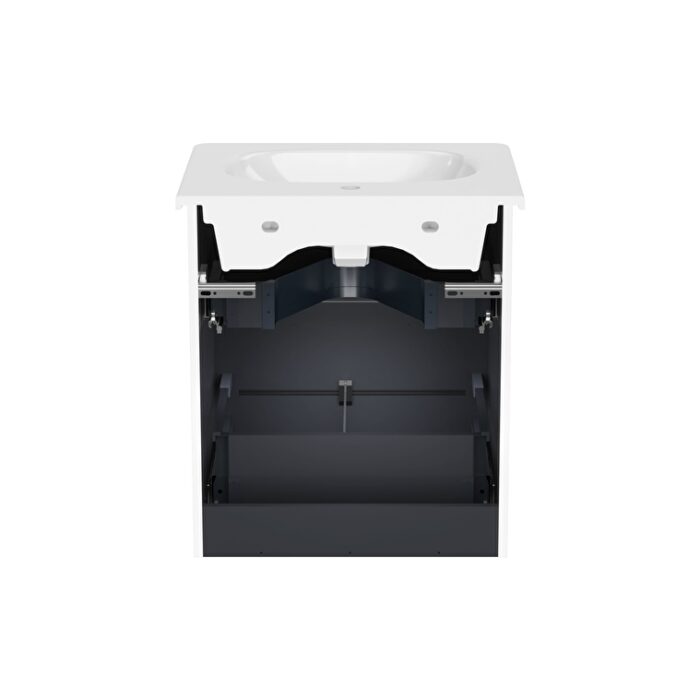 VitrA Root Flat Lavabo Dolabı, 60 cm, İki Çekmeceli, Dar, Yuvarlak Lavabo, Parlak Beyaz - Görsel 5