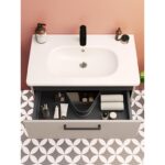 VitrA Root Flat Lavabo Dolabı, 80 cm, İki Çekmeceli, Köşeli Lavabo, Parlak Sahra Beji - Görsel 7