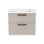 VitrA Root Flat Lavabo Dolabı, 80 cm, İki Çekmeceli, Köşeli Lavabo, Parlak Sahra Beji - Görsel 4