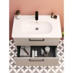 VitrA Root Flat Lavabo Dolabı, 80 cm, İki Çekmeceli, Dar, Yuvarlak Lavabo, Parlak Sahra Beji - Görsel 9